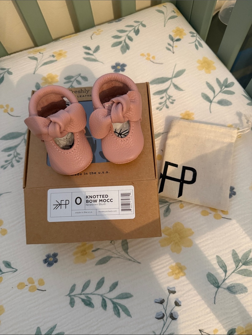 Freshly Picked Knotted Bow Moccs — Blush Pink Baby Moccasins
